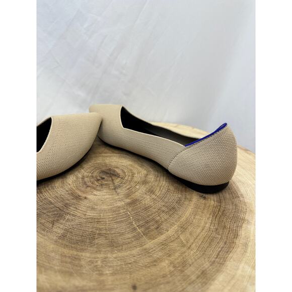 Beige with Blue Knit Pointed Ballerina Flats - Size 11.5 - Picture 8 of 11